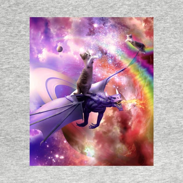 Rainbow Space Cat On Dragon by Random Galaxy